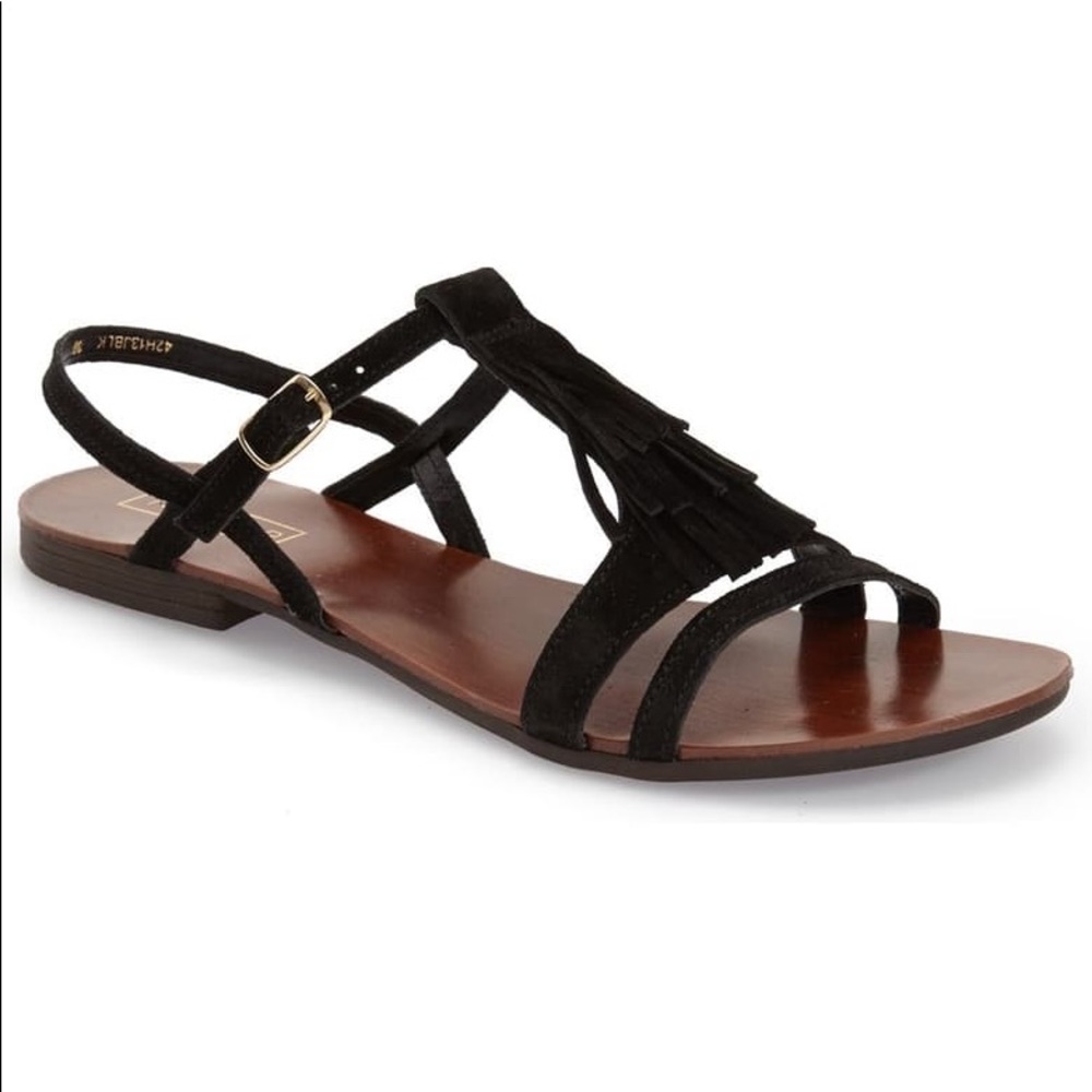 Topshop Hun' Fringe Leather Sandal Sz 7.5